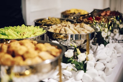 A buffet prepared for event guests